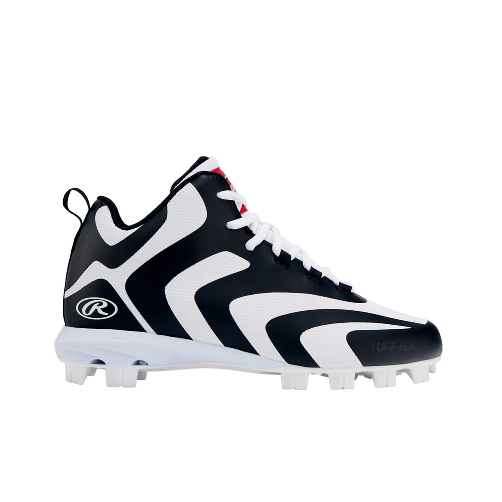 Rawlings Mens Rookie Mid Baseball Cleats Size 9.5 White Black NWOB